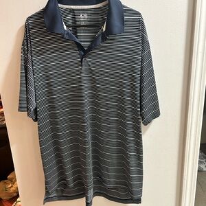 Adidas Men's Navy/White‎ Striped XL Polo Shirt